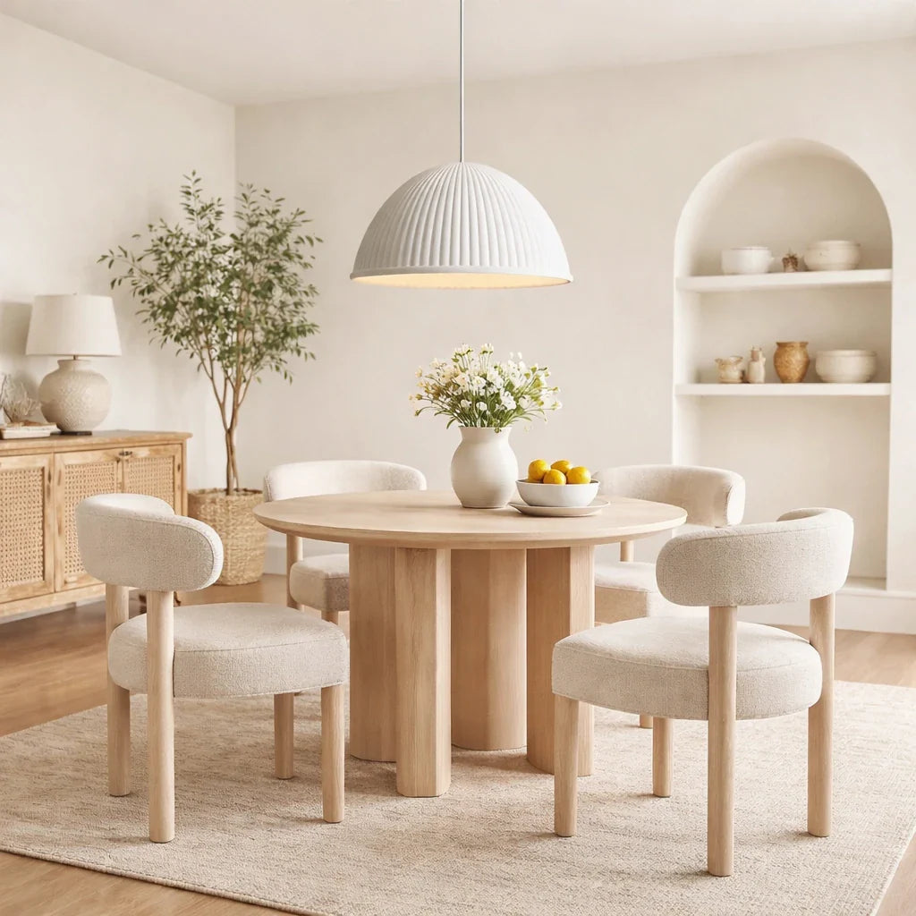 Pendant Light with Ribbed Resin Dome Shade and Adjustable Hanging Cord
