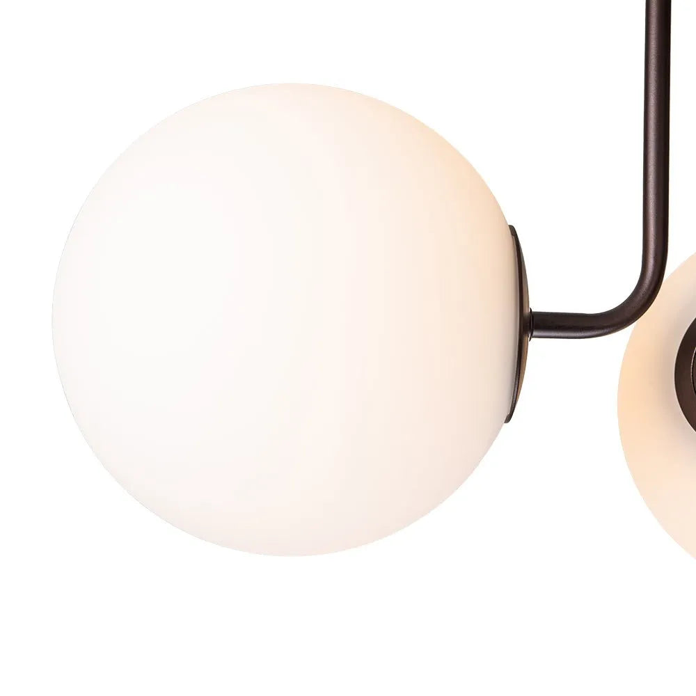 Lounge-Deckenleuchte zur halbdirekten Montage, Sputnik-Design mit 3 Leuchten im Mid-Century-Stil und Lampenschirmen aus Milchglas