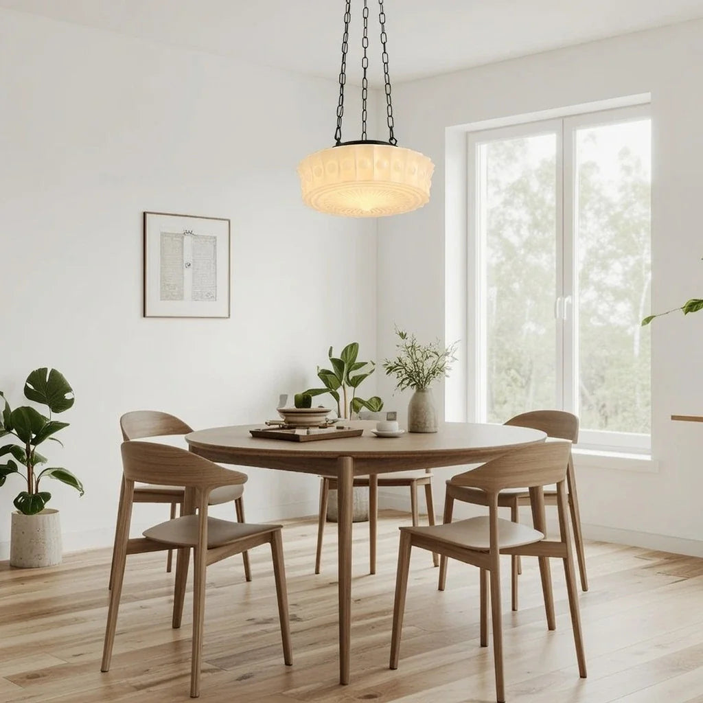 Pendelleuchte mit 3-flammigem Vintage-Keramikdesign im Schoolhouse-Stil und verstellbarer Kette
