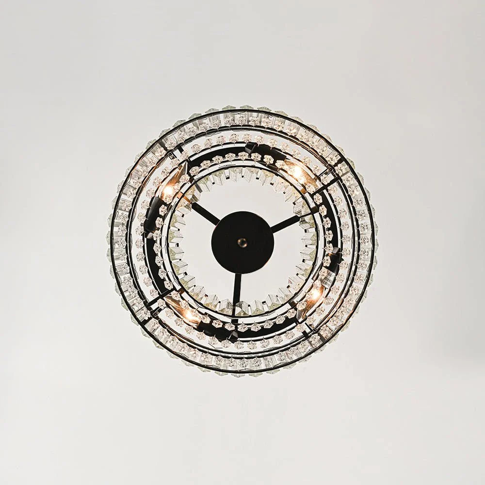 Kian Modern 3-Light Crystal Drum Semi-Flush Ceiling Light