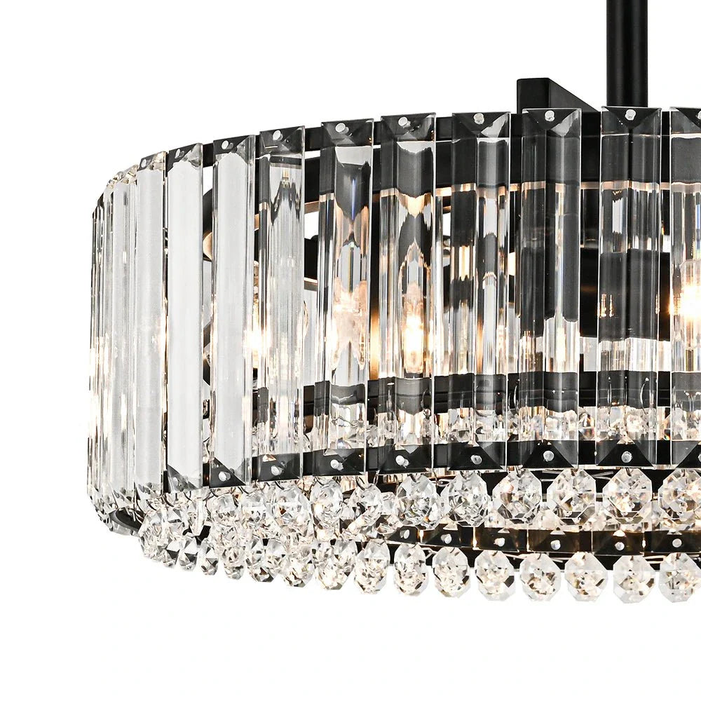 Kian Modern 3-Light Crystal Drum Semi-Flush Ceiling Light
