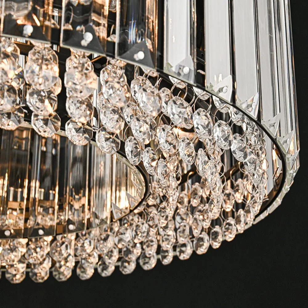 Kian Modern 3-Light Crystal Drum Semi-Flush Ceiling Light