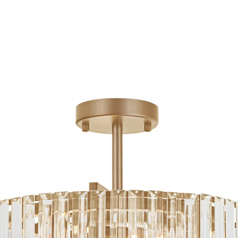 Kian Modern 3-Light Crystal Drum Semi-Flush Ceiling Light