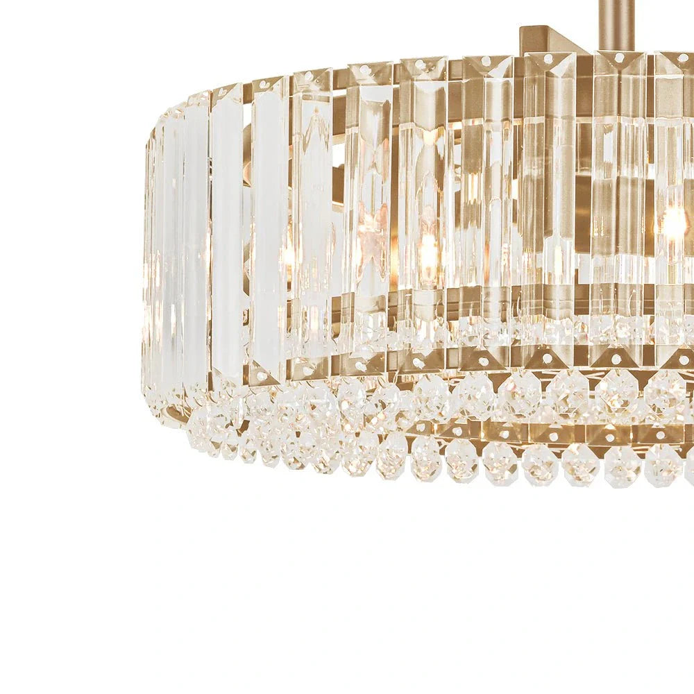 Kian Modern 3-Light Crystal Drum Semi-Flush Ceiling Light