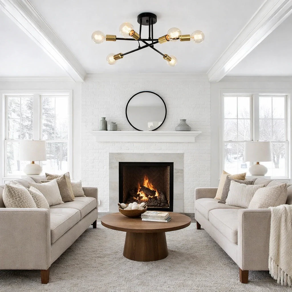 Kitchen Ceiling Lights with 6-Light Sputnik Semi Flush Design Mid-Century Modern