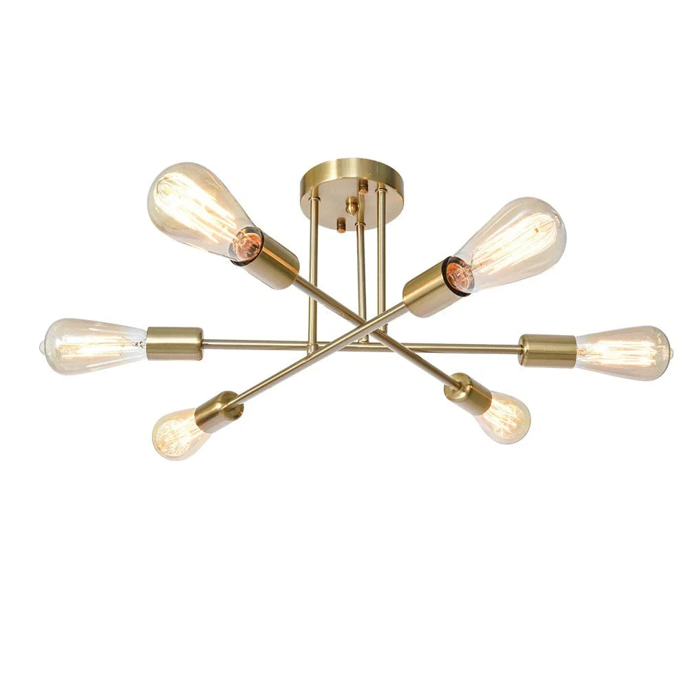 Kitchen Ceiling Lights with 6-Light Sputnik Semi Flush Design Mid-Century Modern