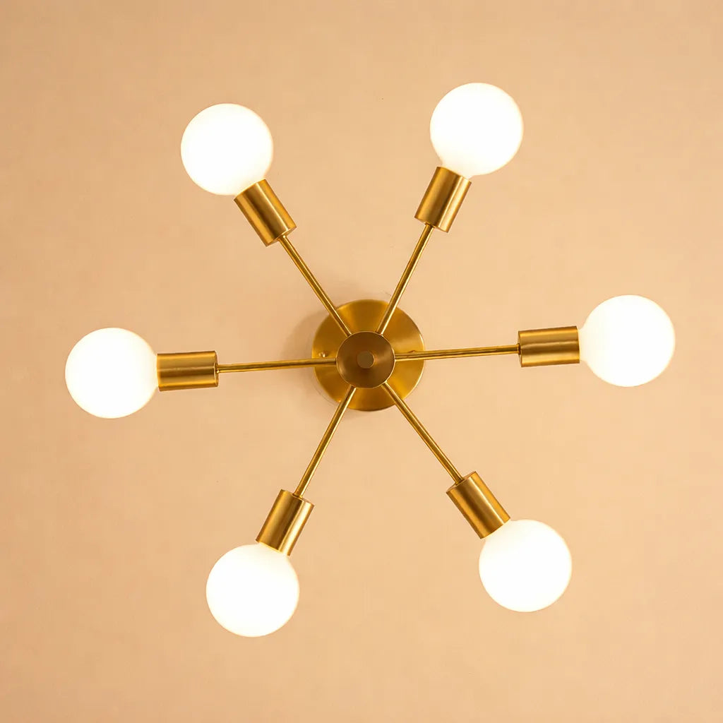 Kitchen Ceiling Lights Semi Flush 6-Light Sputnik Mid-Century Fixture with Metal Canopy