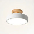 LED Oyster Light with Wood and Metal Scandinavian Design Flush Mount Ceiling Light