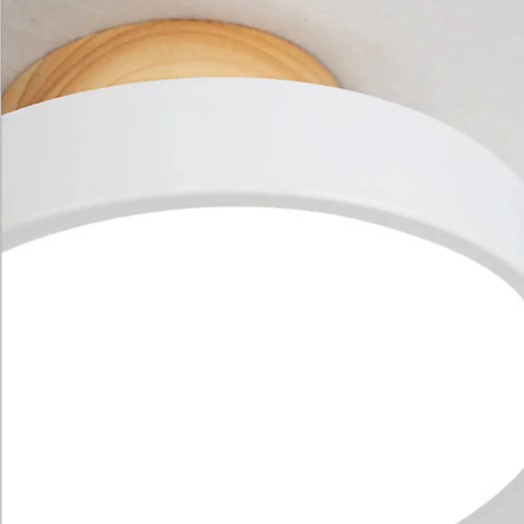LED Oyster Light with Wood and Metal Scandinavian Design Flush Mount Ceiling Light