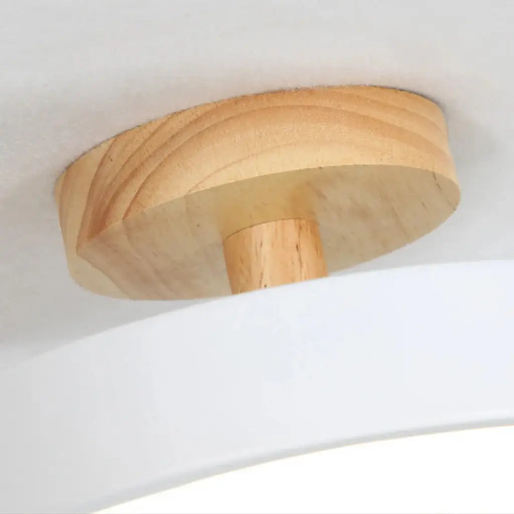 LED Oyster Light with Wood and Metal Scandinavian Design Flush Mount Ceiling Light