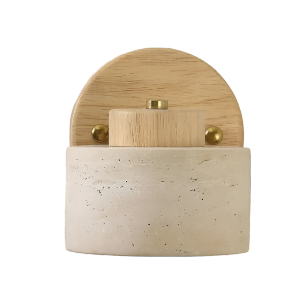 Wall Sconce Lamp with Adjustable Direction and Natural Travertine Stone for Reading