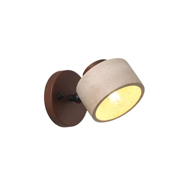 Wall Sconce Lamp with Adjustable Direction and Natural Travertine Stone for Reading