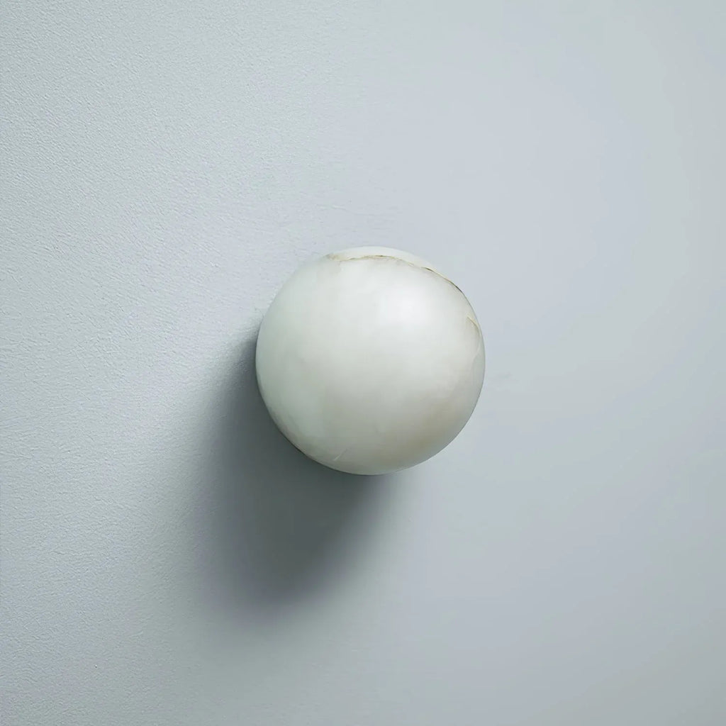 Wall Sconce Lamp with Natural Alabaster Orb and Soft Ambient Glow