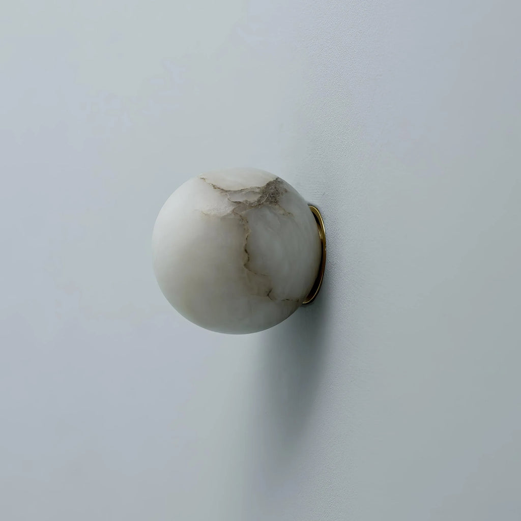 Wall Sconce Lamp with Natural Alabaster Orb and Soft Ambient Glow