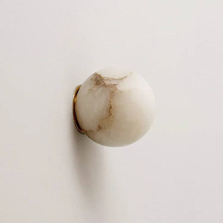 Wall Sconce Lamp with Natural Alabaster Orb and Soft Ambient Glow