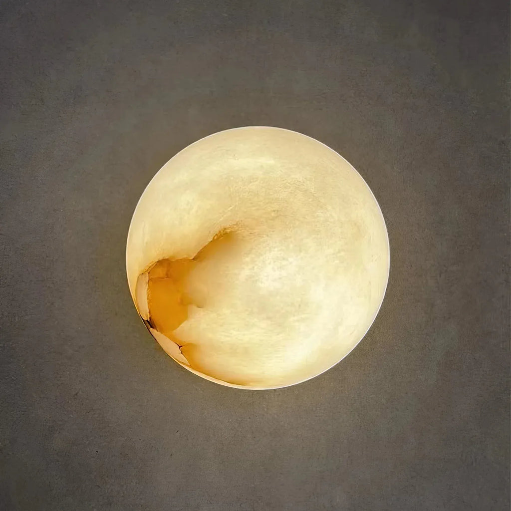 Wall Sconce Lamp with Natural Alabaster Orb and Soft Ambient Glow