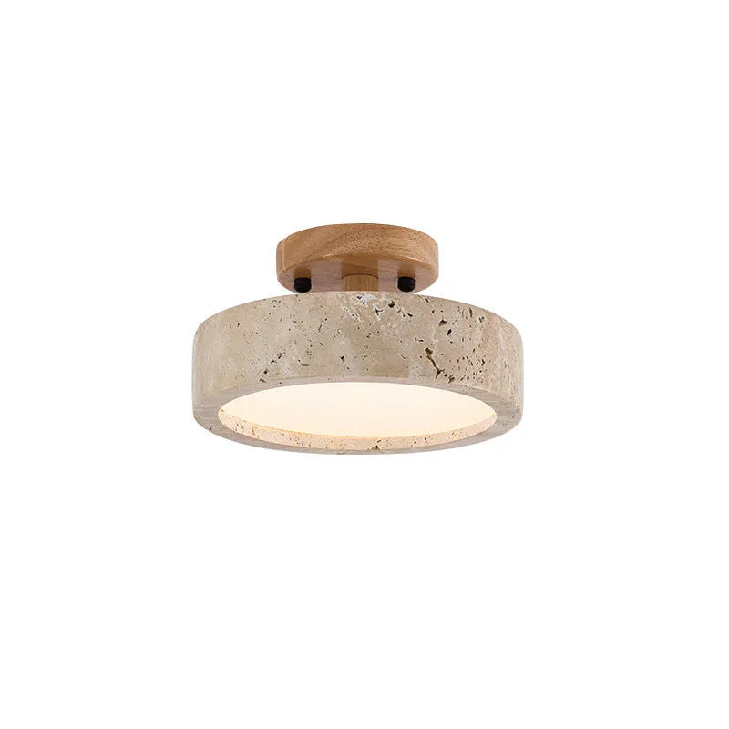 Kitchen Ceiling Light with Travertine Stone Texture and Warm LED for Bedrooms Lounge