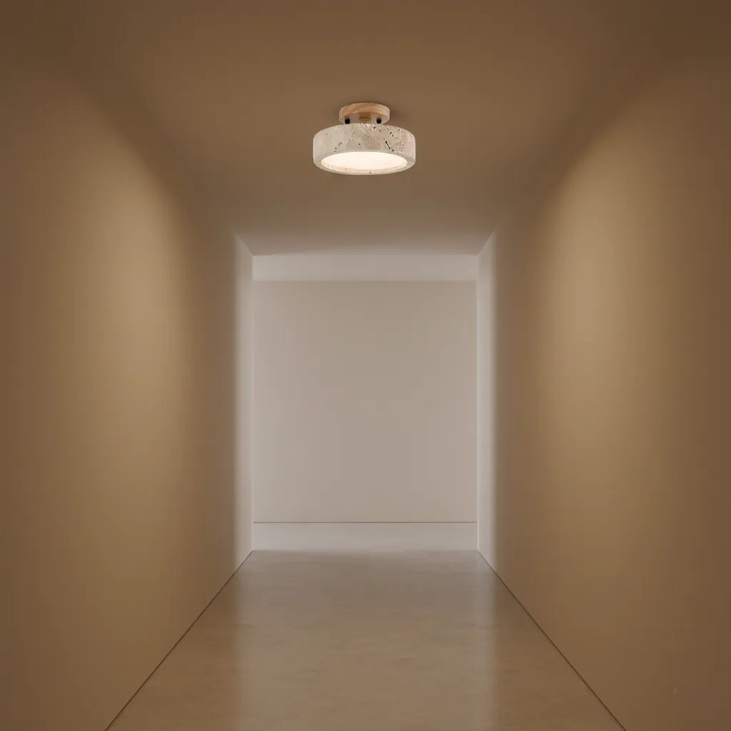 Kitchen Ceiling Light with Travertine Stone Texture and Warm LED for Bedrooms Lounge