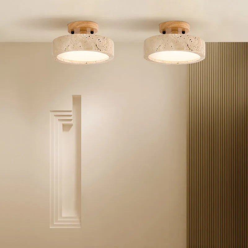 Küchendeckenleuchte mit Travertinstein-Optik und warmweißem LED-Licht für Schlafzimmer und Lounge
