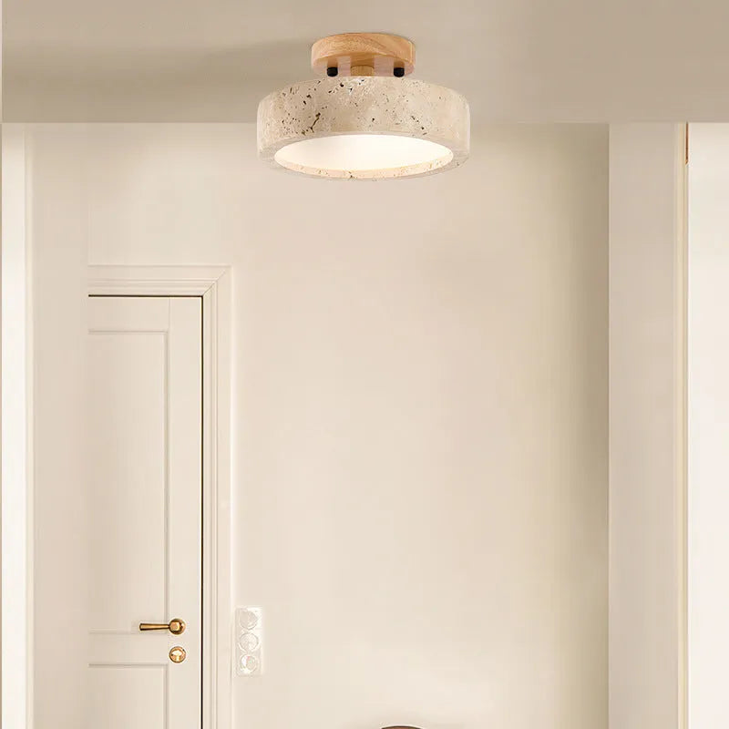 Kitchen Ceiling Light with Travertine Stone Texture and Warm LED for Bedrooms Lounge