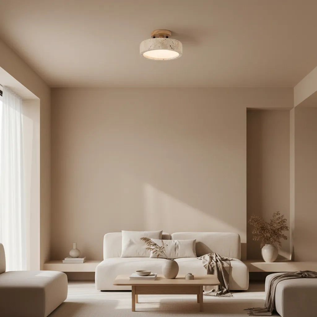 Küchendeckenleuchte mit Travertinstein-Optik und warmweißem LED-Licht für Schlafzimmer und Lounge