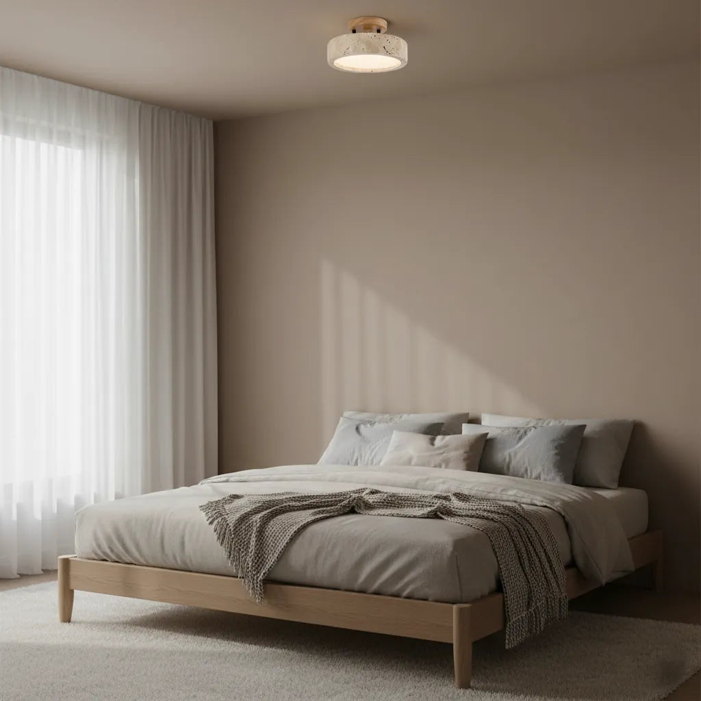 Küchendeckenleuchte mit Travertinstein-Optik und warmweißem LED-Licht für Schlafzimmer und Lounge