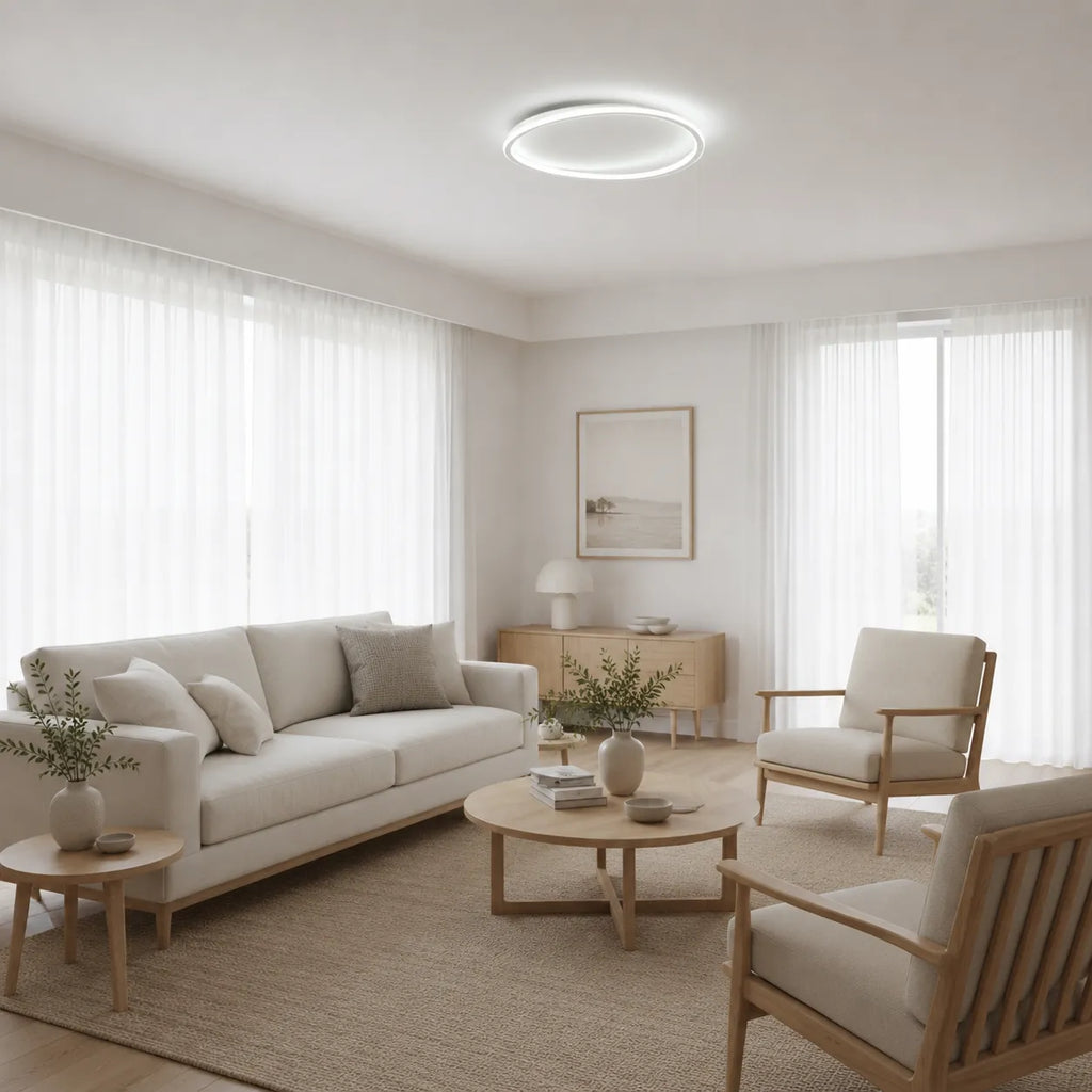 LED Ceiling Light Fixture with Modern Round Profile and Warm Illumination for Bedroom Living Room