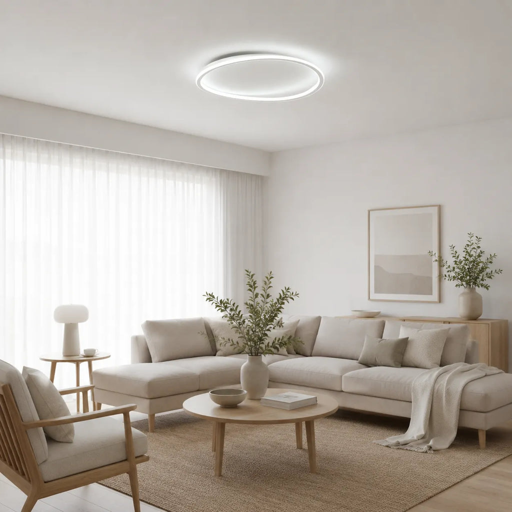 LED Ceiling Light Fixture with Modern Round Profile and Warm Illumination for Bedroom Living Room