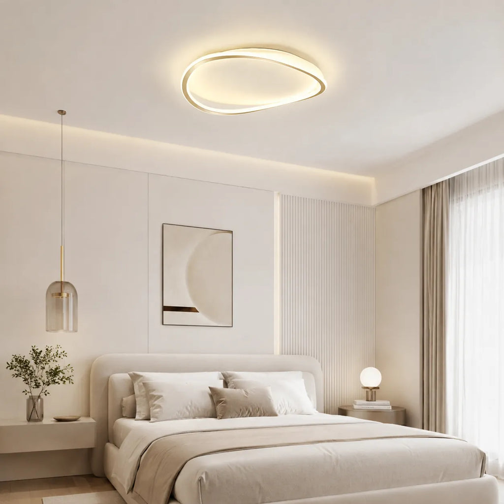 LED Ceiling Light Fixture with Modern Round Profile and Warm Illumination for Bedroom Living Room