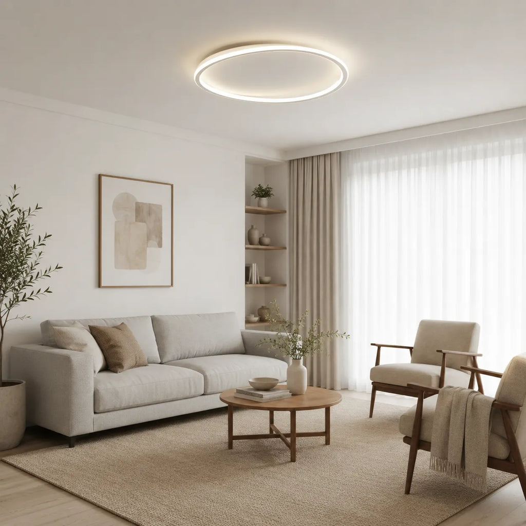 LED Ceiling Light Fixture with Modern Round Profile and Warm Illumination for Bedroom Living Room