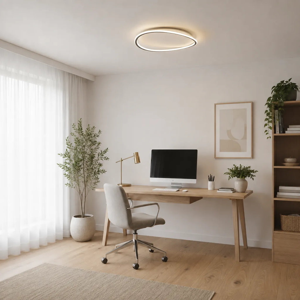 LED Ceiling Light Fixture with Modern Round Profile and Warm Illumination for Bedroom Living Room
