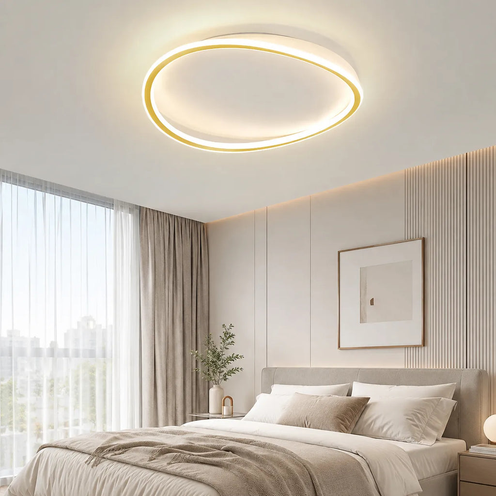 LED Ceiling Light Fixture with Modern Round Profile and Warm Illumination for Bedroom Living Room