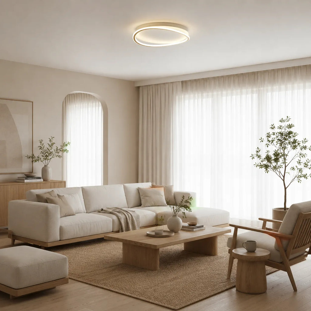 LED Ceiling Light Fixture with Modern Round Profile and Warm Illumination for Bedroom Living Room