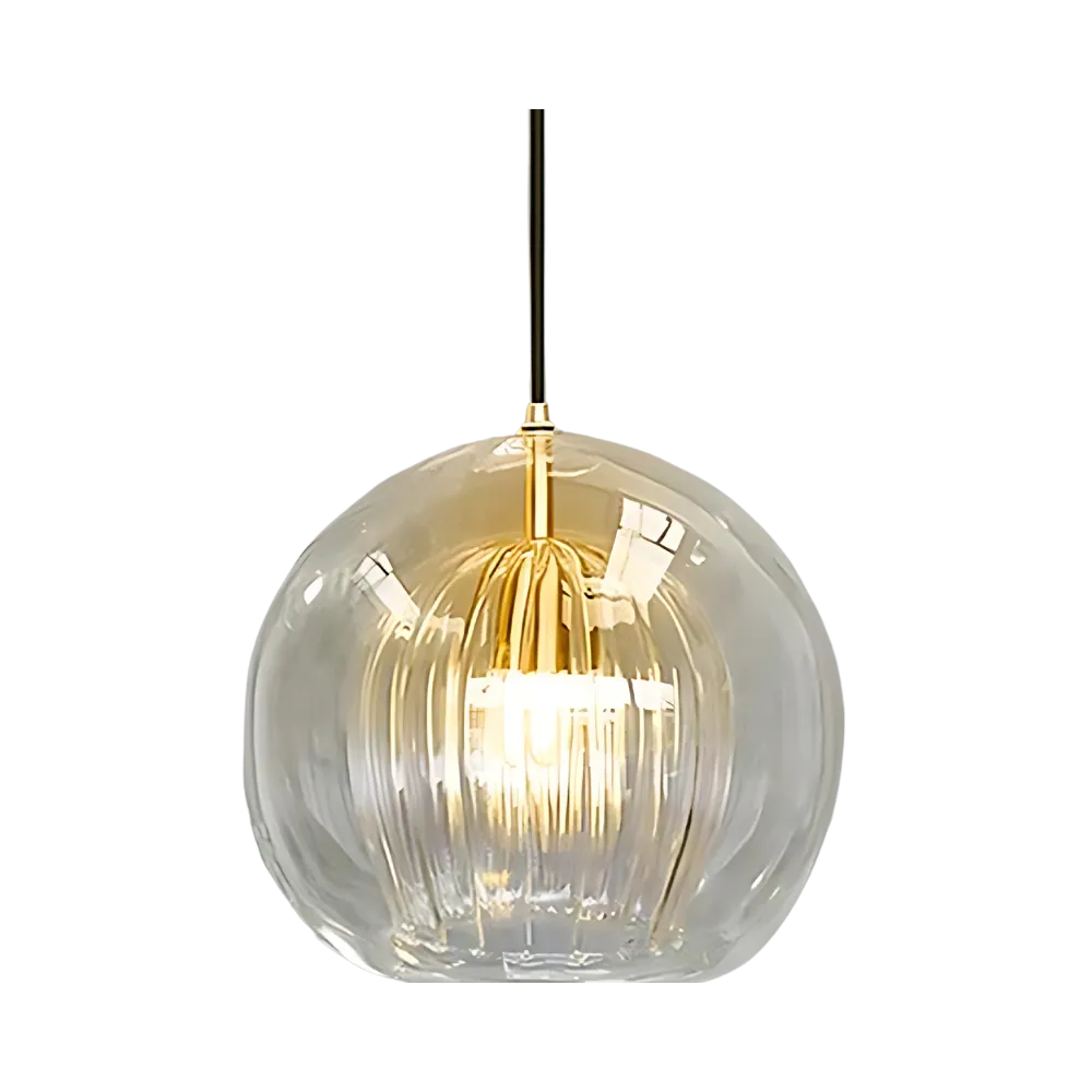 Glass Globe Pendant Light with Adjustable Hanging Height for Dining Room and Kitchen