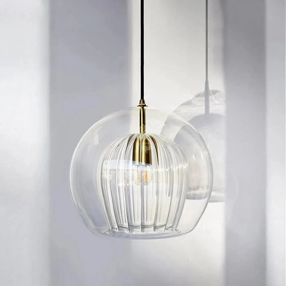 Glass Globe Pendant Light with Adjustable Hanging Height for Dining Room and Kitchen