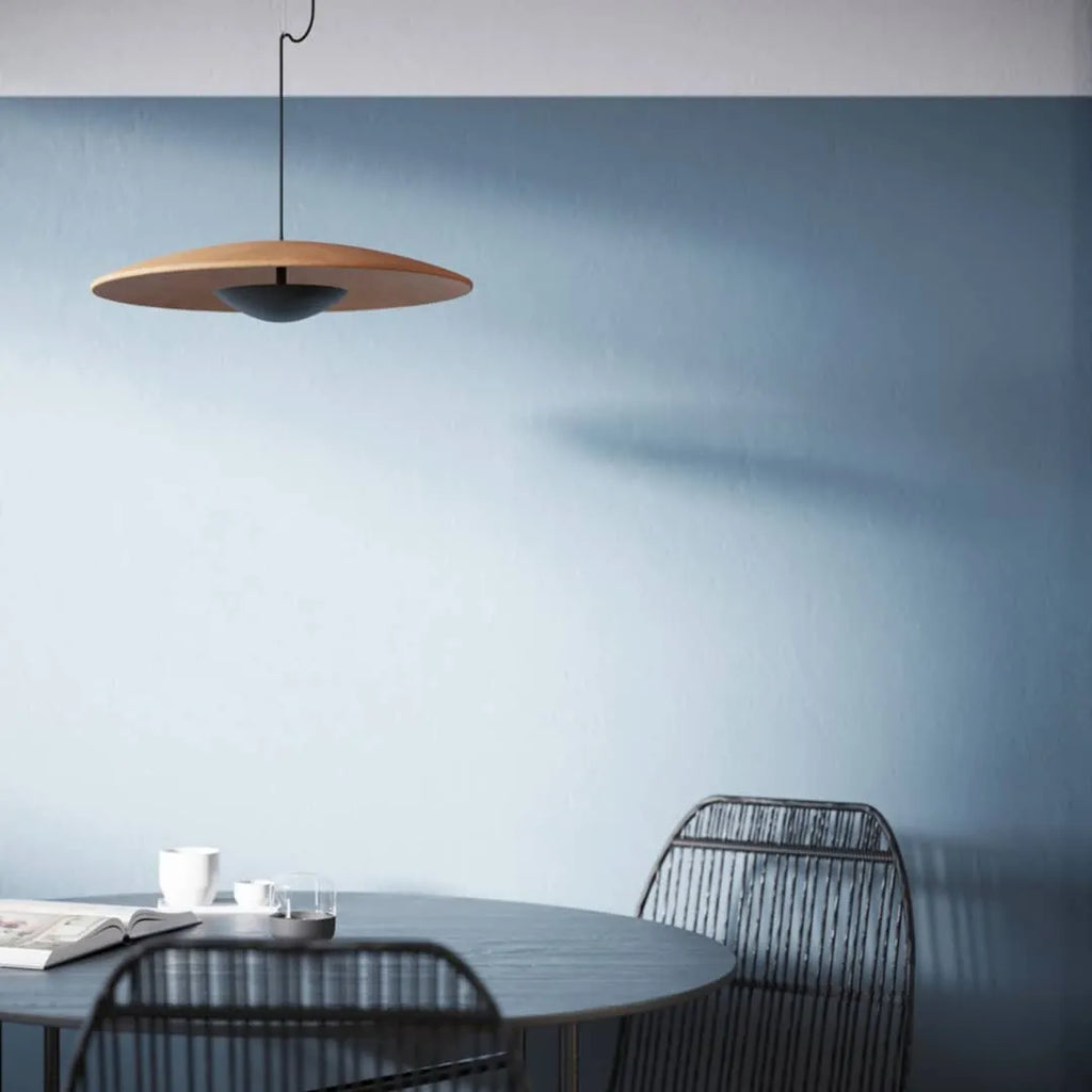 LED-Pendelleuchte mit schlankem Metallscheibenschirm für Ess- und Wohnzimmer