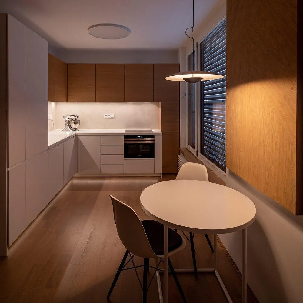 LED-Pendelleuchte mit schlankem Metallscheibenschirm für Ess- und Wohnzimmer