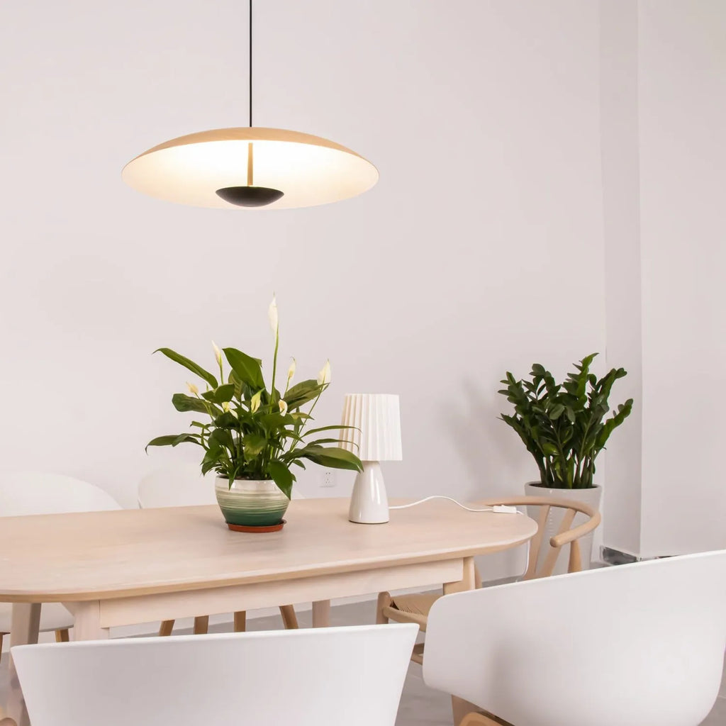 LED-Pendelleuchte mit schlankem Metallscheibenschirm für Ess- und Wohnzimmer