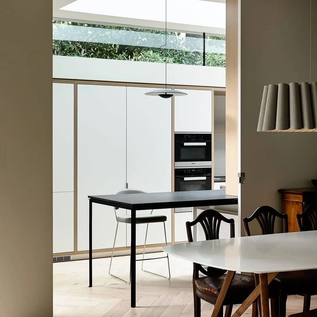 LED Pendant Light with Slim Metal Disc Shade for Dining Room and Living Room