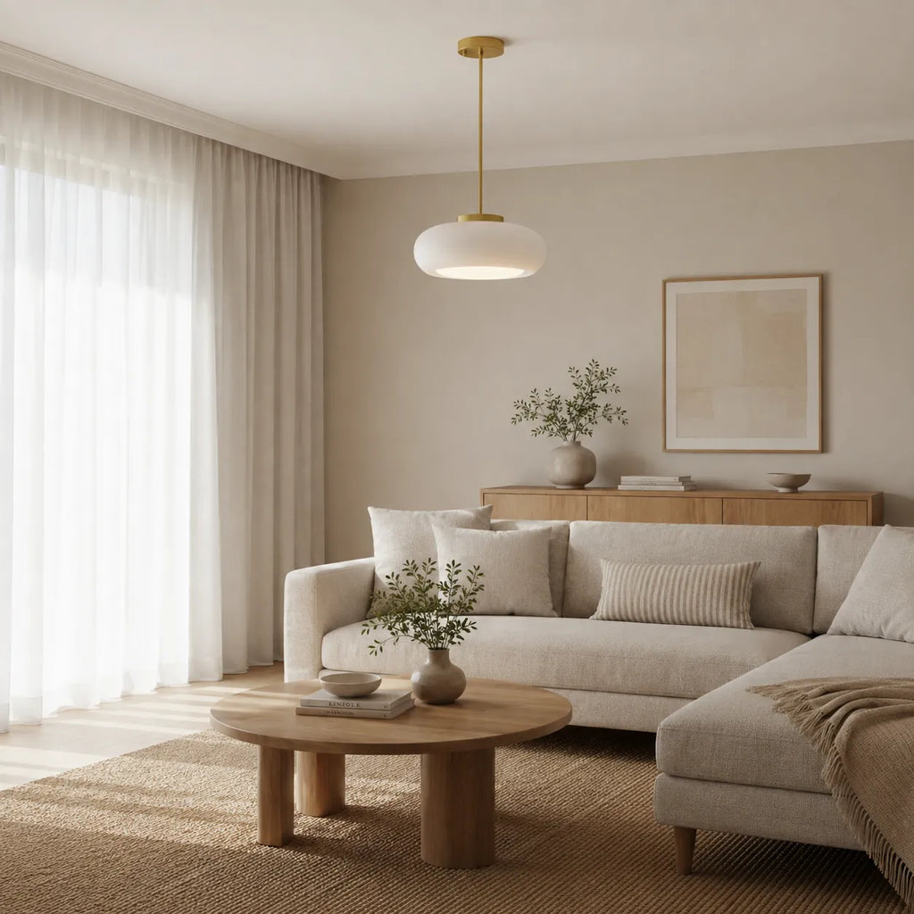 Küchenpendelleuchten mit Messing und Glasschirm im modernen nordischen Design