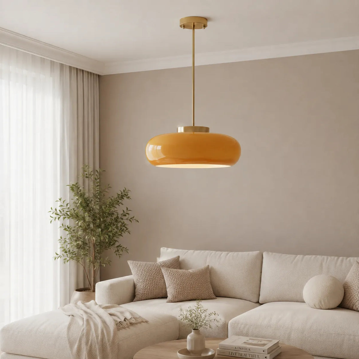 Kitchen Pendant Light Fixtures with Brass and Glass Shade in Modern Nordic Design