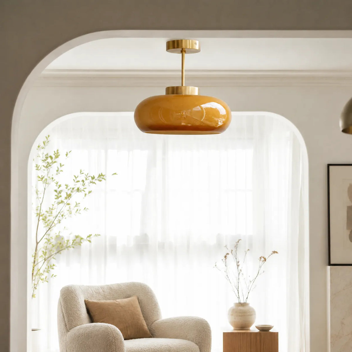 Küchenpendelleuchten mit Messing und Glasschirm im modernen nordischen Design