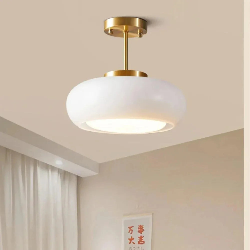 Kitchen Pendant Light Fixtures with Brass and Glass Shade in Modern Nordic Design