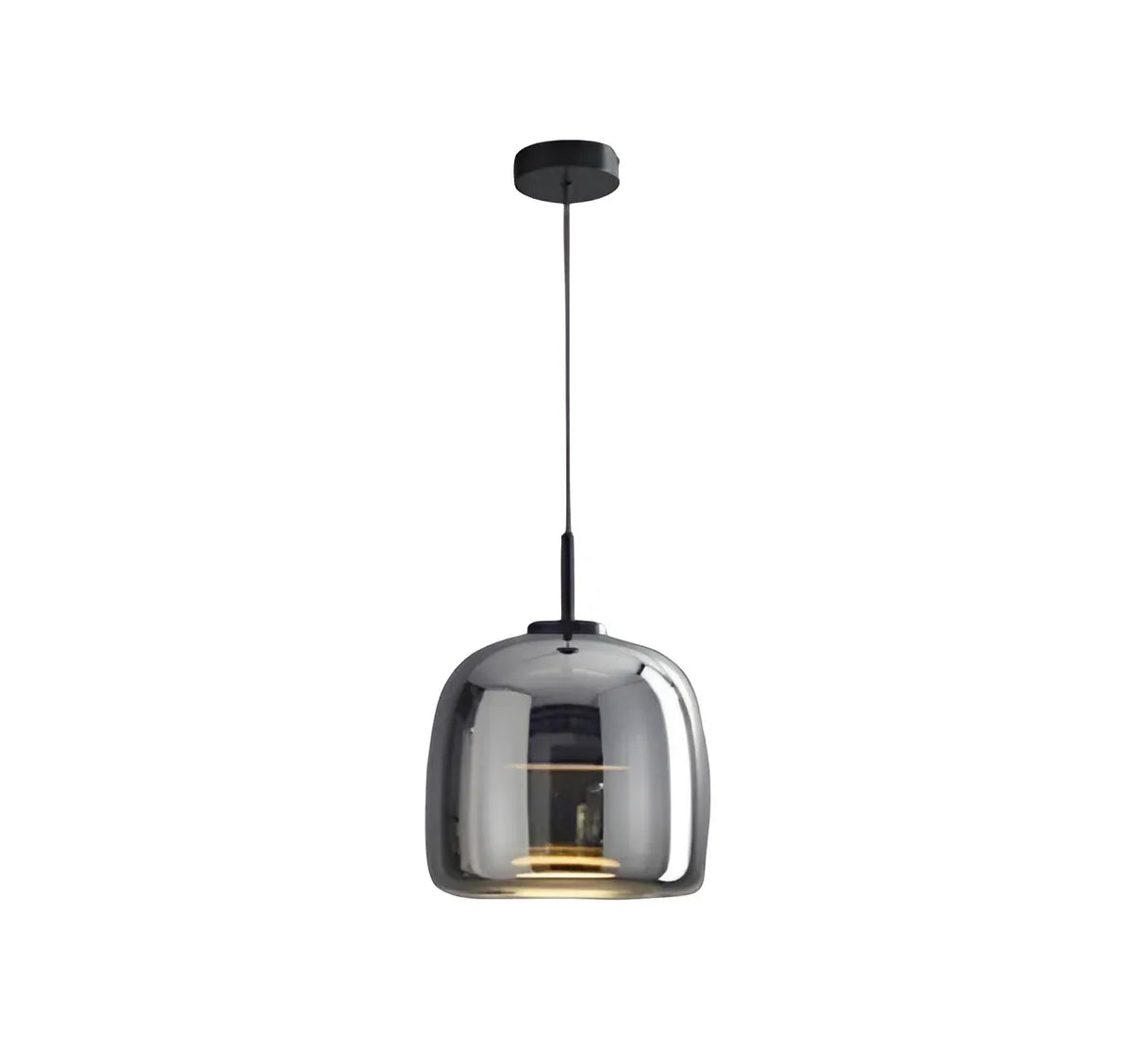 Pendelleuchte mit skulpturalem Glasschirm und mehrschichtigem LED-Leuchten
