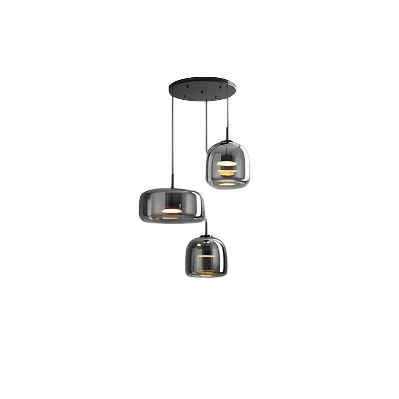 Pendant Light with Sculpted Glass Shade and Layered LED Glow