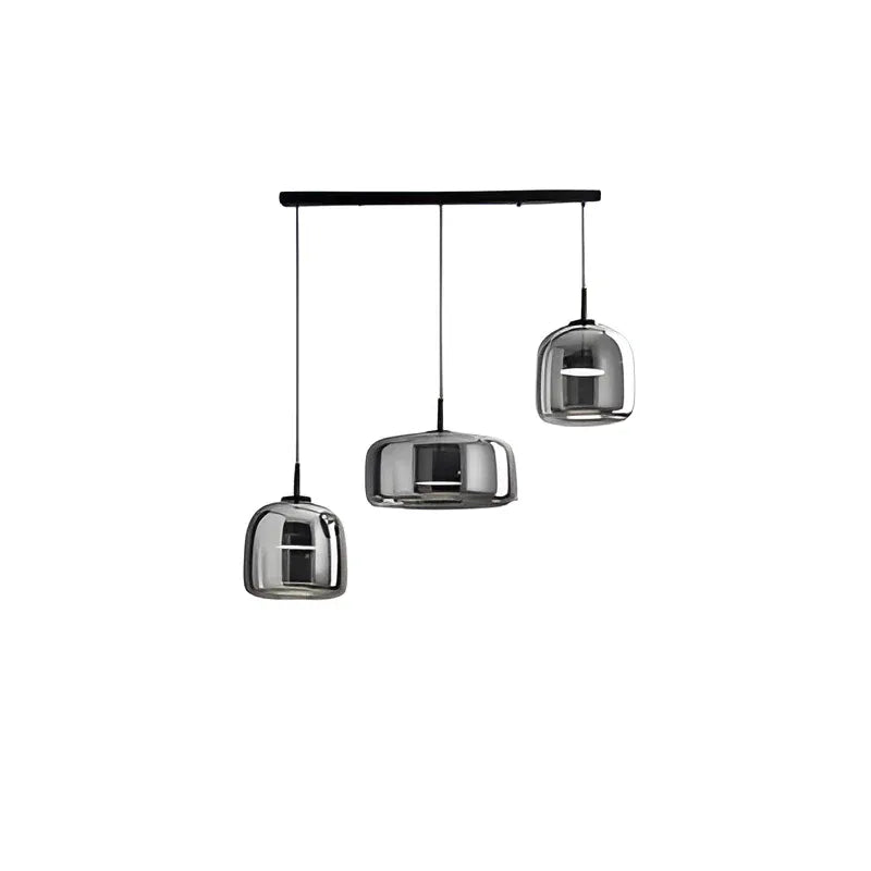 Pendelleuchte mit skulpturalem Glasschirm und mehrschichtigem LED-Leuchten
