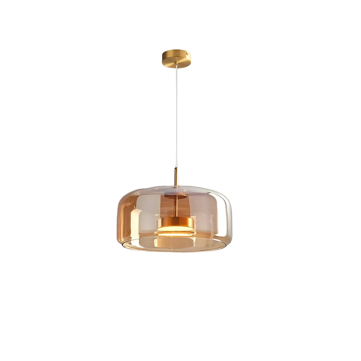 Pendelleuchte mit skulpturalem Glasschirm und mehrschichtigem LED-Leuchten