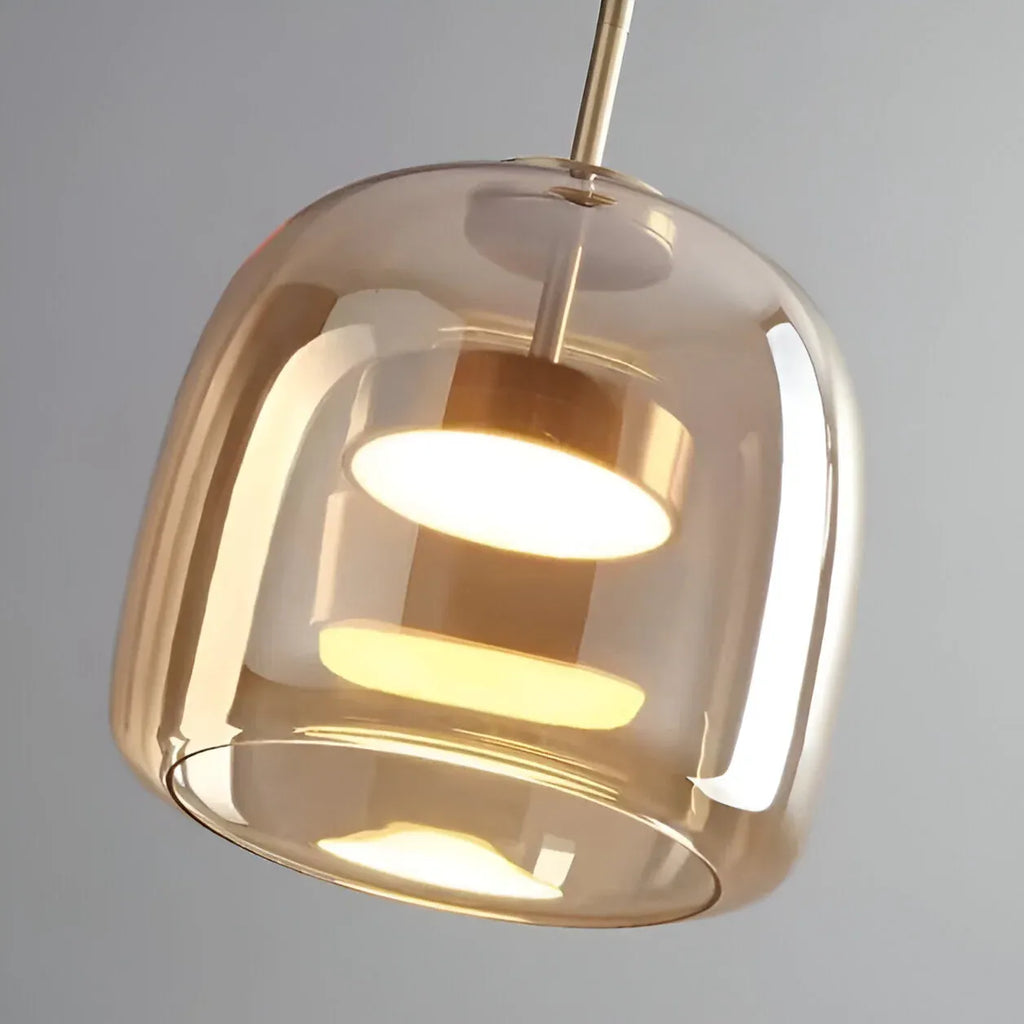 Pendant Light with Sculpted Glass Shade and Layered LED Glow