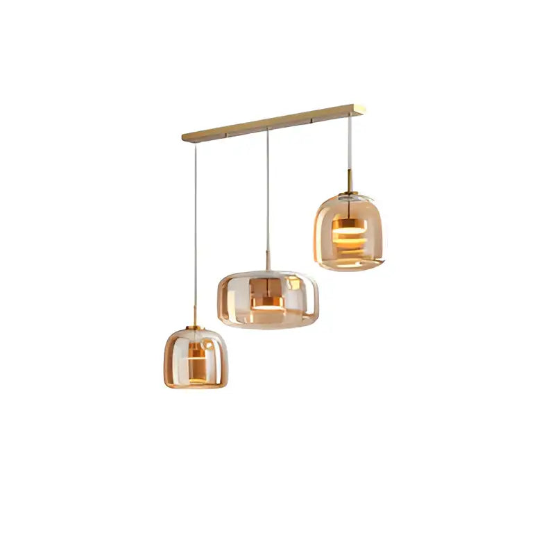 Pendelleuchte mit skulpturalem Glasschirm und mehrschichtigem LED-Leuchten