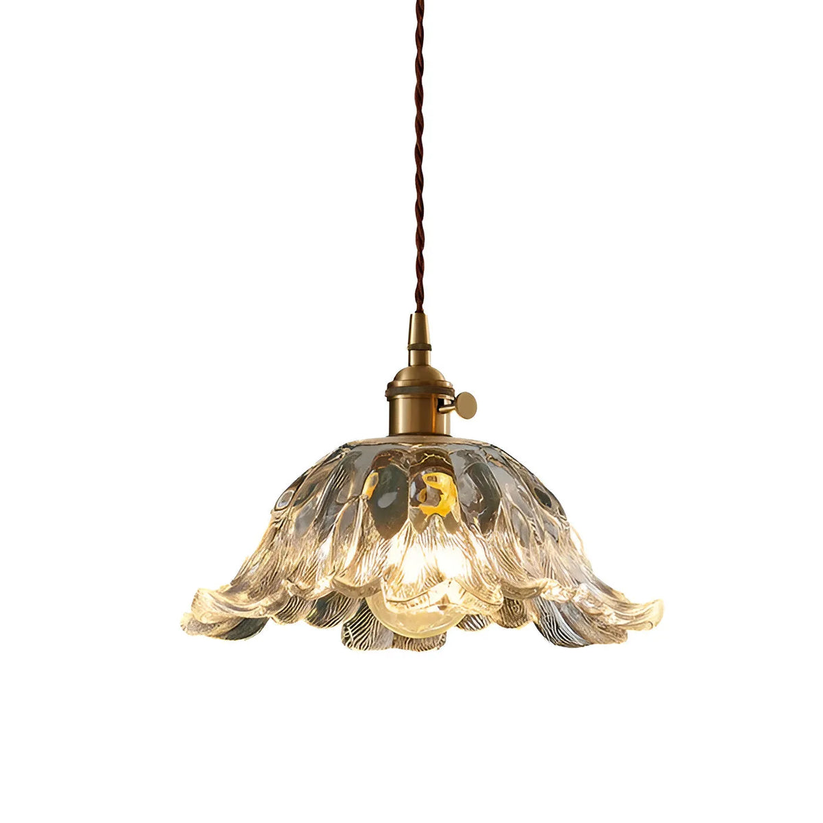 Suspension avec abat-jour en verre en forme de fleur, LED et éclairage vintage pour salle à manger